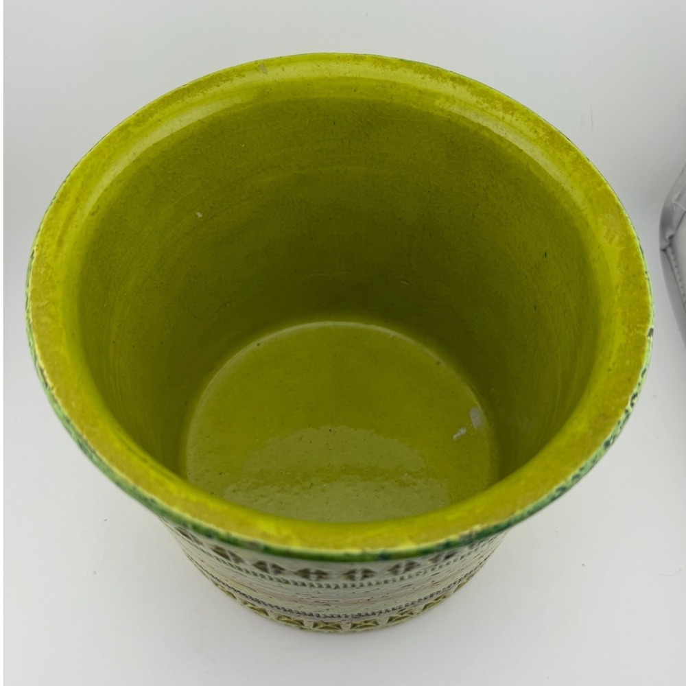 Aldo Londi Bitossi Large 6" Planter Green Excellent Mid Century Geometric Boho - Picture 2 of 8